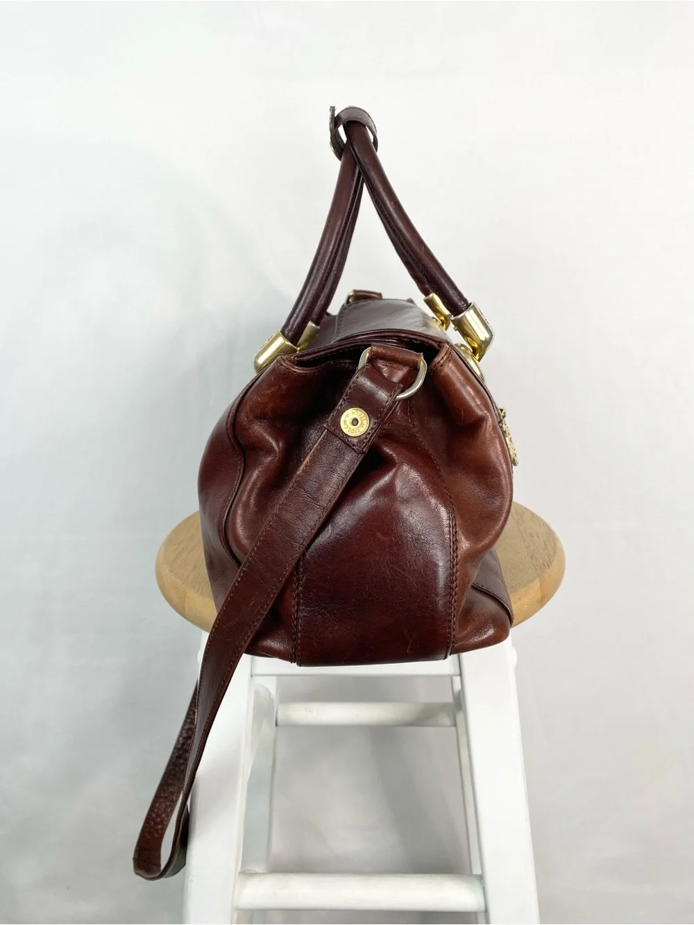 Vintage Marino Orlandi Brown Leather Satchel Bag Made in Italy